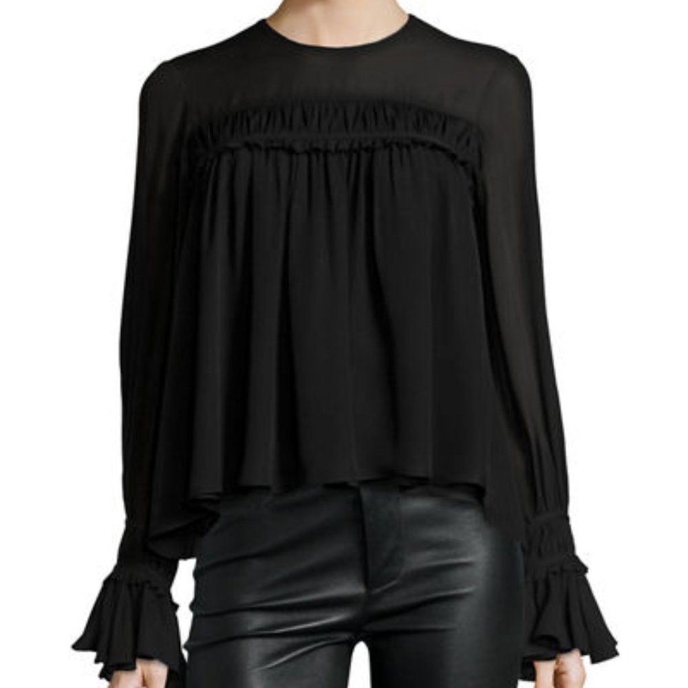 NWOT Cinq a Sept Monarch Long-Sleeve Silk Top
